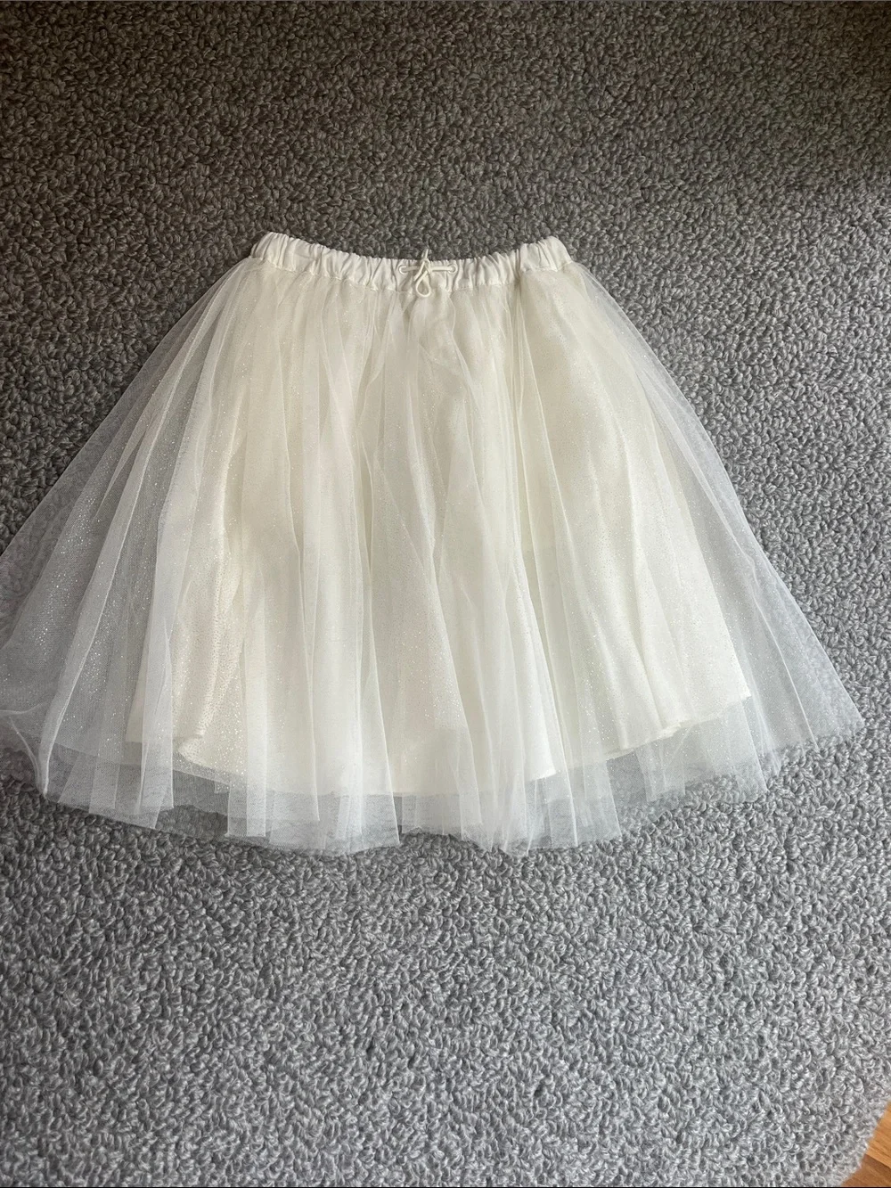 Zara Ivory Tulle Midi Skirt with Elastic Waist